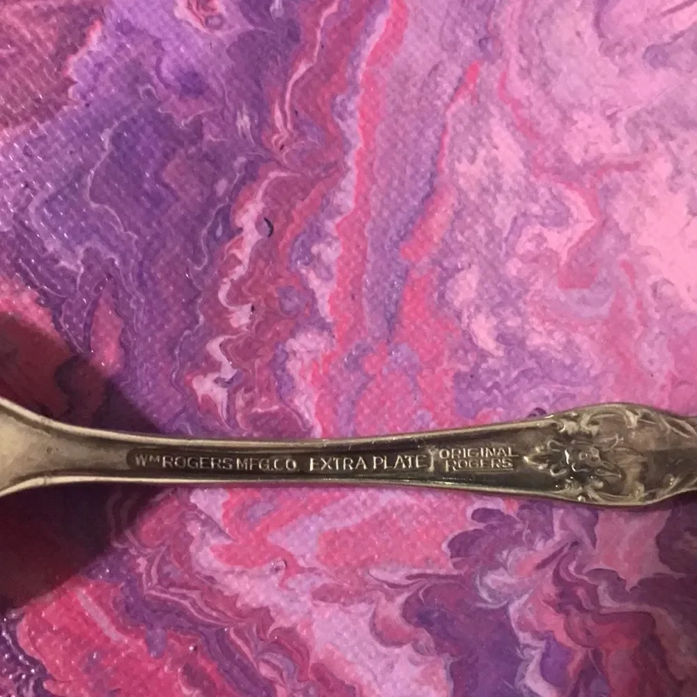 WM Rodgers Floral Detailed Handle Silver Toned Extra Plated Soup Spoon
